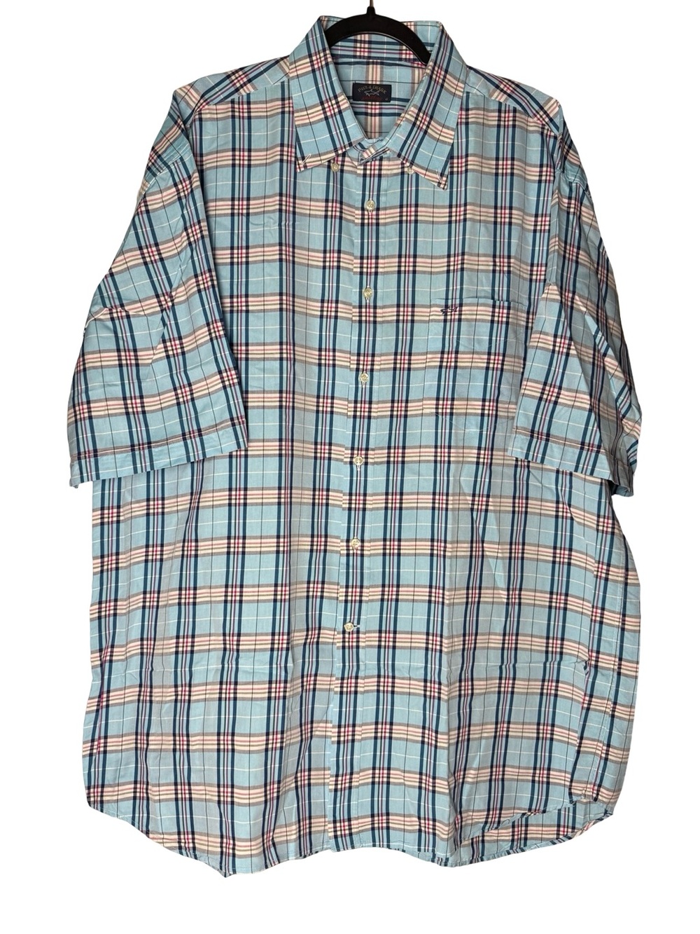 Paul & Shark Yachting Men’s 46 XXL Plaid Shirt Blue Preppy Coastal Quiet Luxury